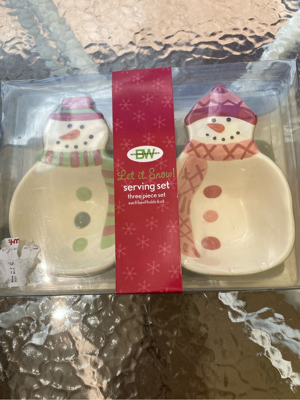 Let It Snow Snowman Serving Set - Pink & Green